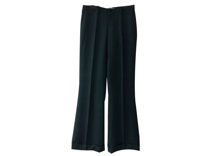 Lanvin Pants, leggings Olive green Wool  ref.55623
