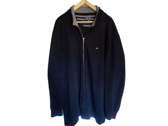 Autre Marque Eden Park Cardigan mit Reißverschluss schwarz Baumwolle 5XL