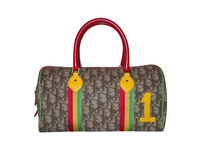 Christian Dior Rasta Brown Red Yellow Leather Cloth  ref.55677