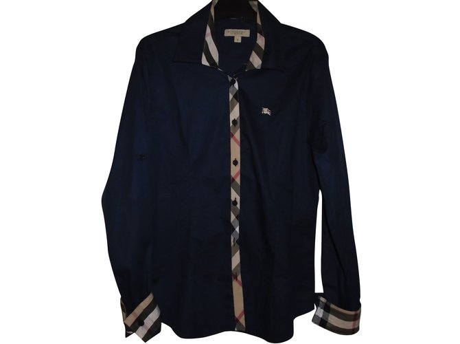 Burberry Shirt Navy blue Cotton  ref.55745