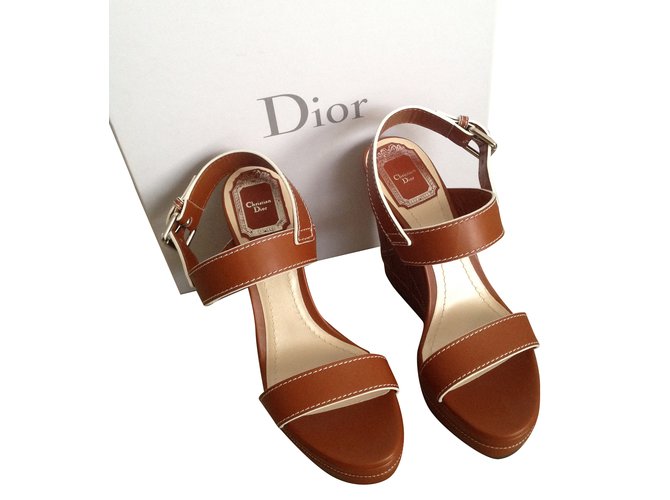 Dior Wedge mules Caramel Leather  ref.55772