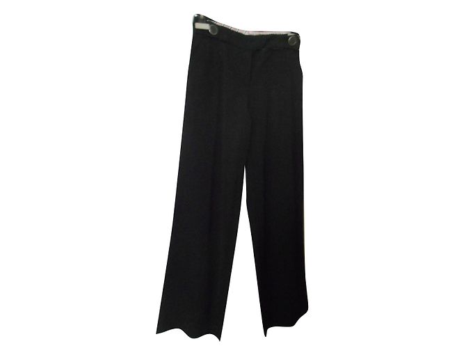Kenzo Black Wool Pants with Button Belt