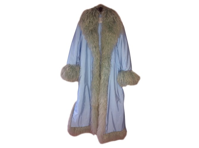 Ermanno Scervino Coat Blue Fur Nylon  ref.55889