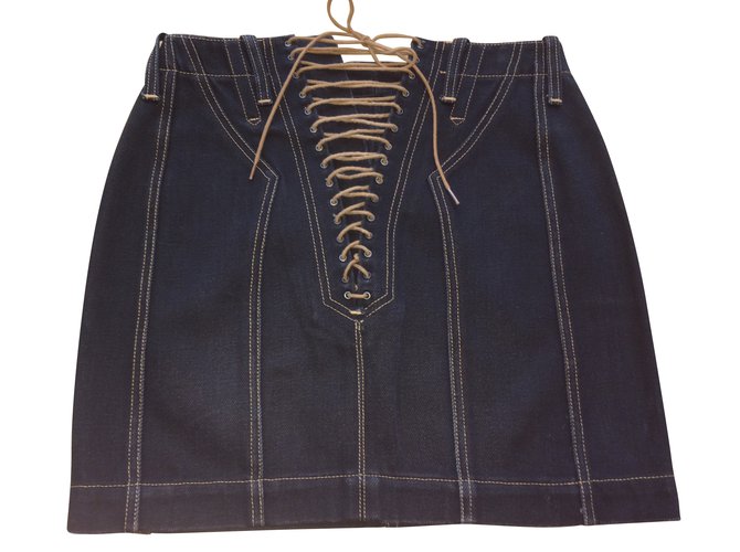 Alaïa Mini jupe Coton Marron Noir  ref.55893