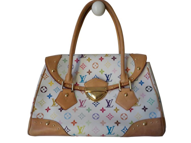 Louis Vuitton Handbags White Leather Cloth  ref.55907