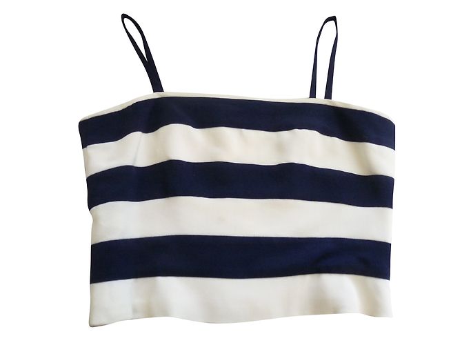 Karl Lagerfeld Gestreiftes Bustier Wolle Eggshell Navy Aus weiß