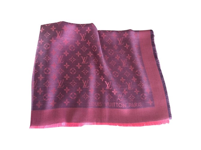 Louis Vuitton Lenços de seda Rosa Lã  ref.55940