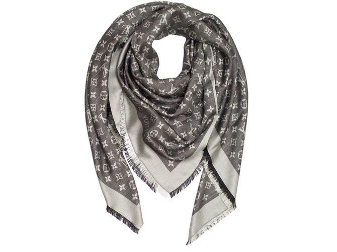Louis Vuitton Silk scarves Black Wool  ref.55942