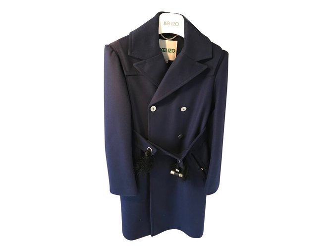 Kenzo Coats, Outerwear Navy blue Wool  ref.55966