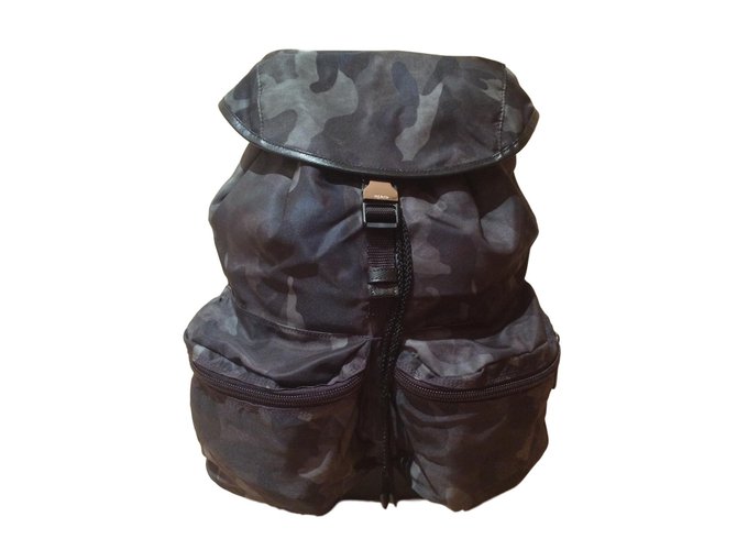Prada backpack Camouflage Dark grey Nylon  ref.56012