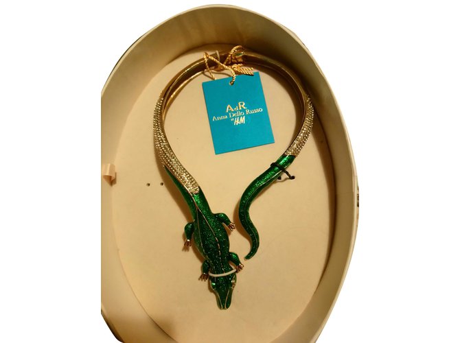 Anna Dello Russo pour H & M Necklaces Golden Green Silver Metal  ref.56016
