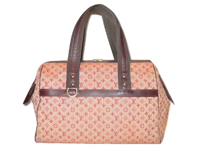 Louis Vuitton LOUIS VUITTON vintage Josephine GM mini Monogram Handbags Leather,Cloth Cream,Dark ...