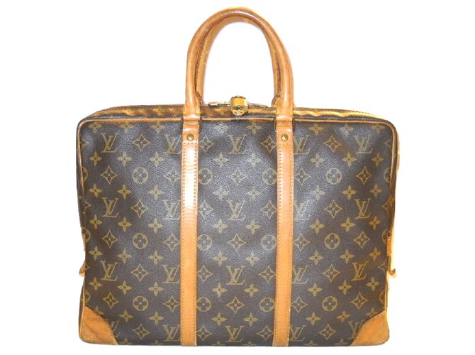 Louis Vuitton Bags Briefcases Brown Leather Cloth  ref.56046