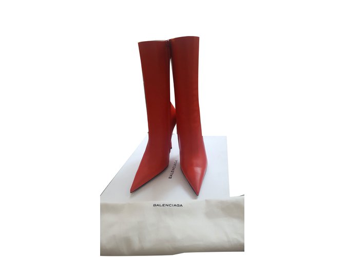 Balenciaga KNIFE boots Cuir vernis Rouge  ref.56062