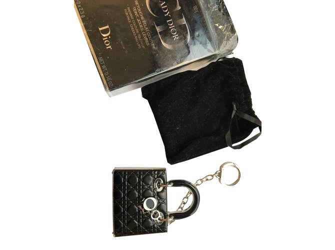 Adorable bijou de sac/porte clés Christian Dior Acier Plastique Noir  ref.56166