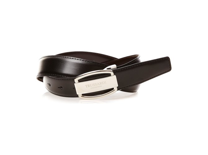 Trussardi adjustable men's belts Black Leather  ref.56180