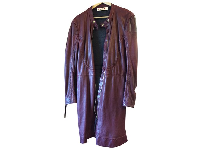 Marni Trench Coats Bordeaux Couro  ref.56186