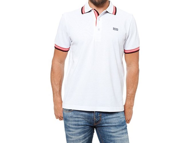 Hugo boss men's nwt polo shirt size xl white Cotton  ref.56187