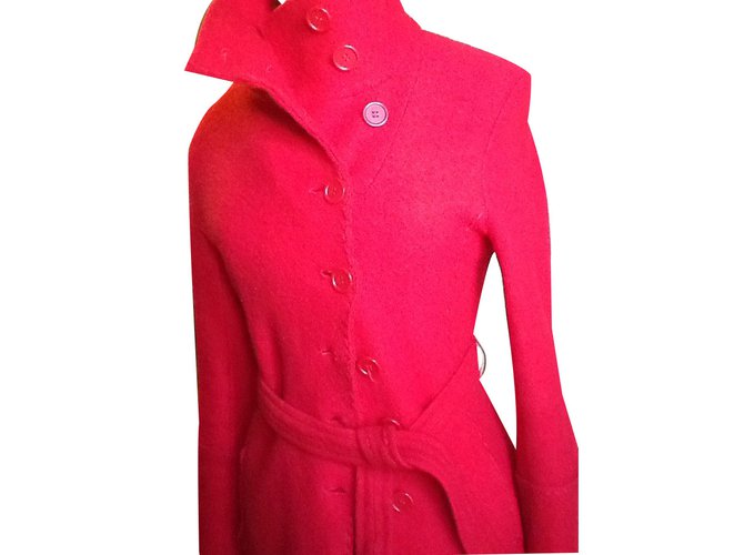 Rene Derhy Manteau laine feutré très beau rouge  ref.56321