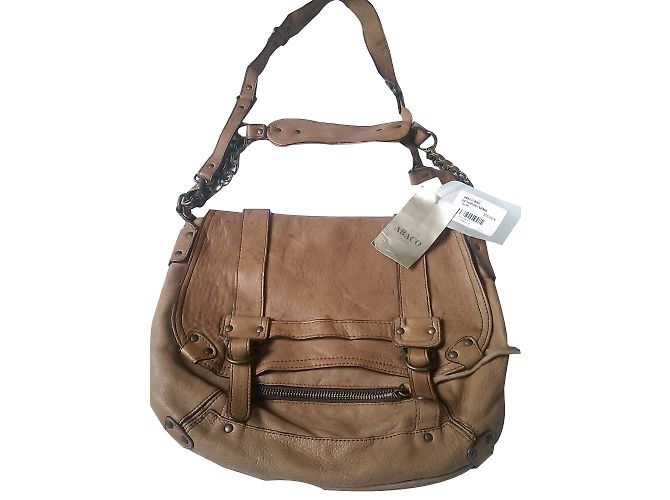 Bolsa de ombro Abaco Octopus em couro taupe Castanho claro