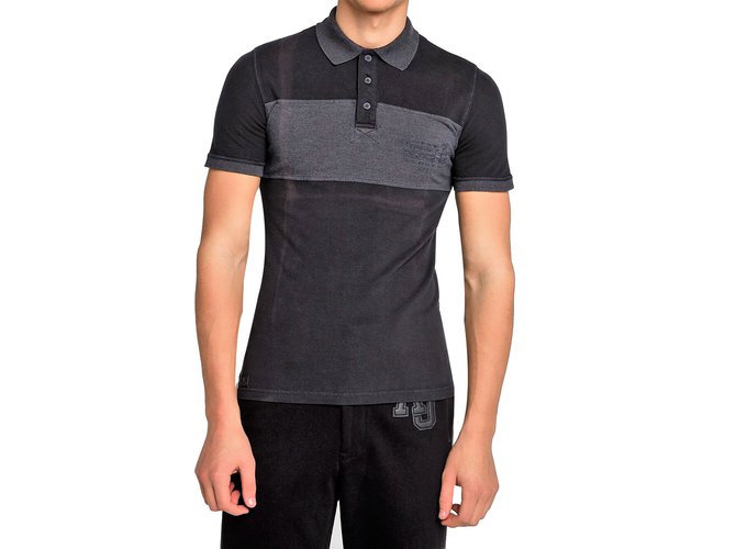 Armani jeans new polo shirt Black Grey Cotton  ref.56348