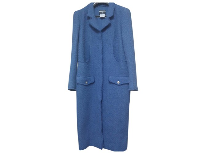 Chanel Coats, Outerwear Blue Wool  ref.56365