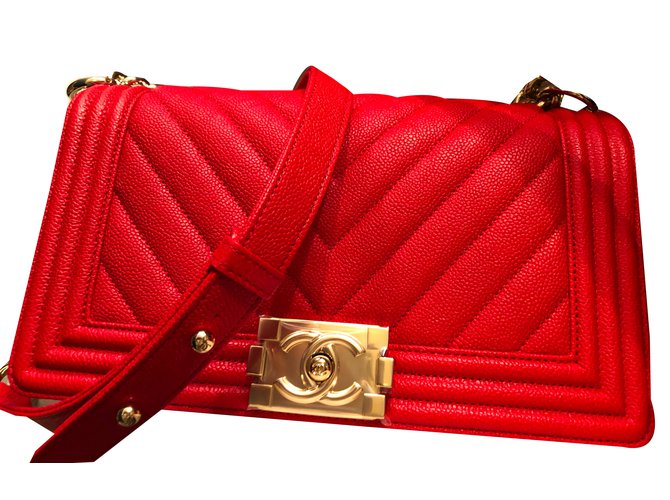Chanel Boy Red Leather  ref.56371