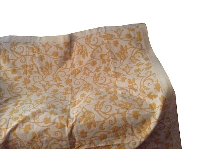 Autre Marque Yellow Cotton Plaid Throw Blanket 173 cm