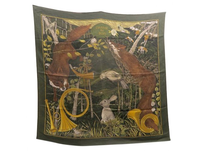 Hermès «Chasse au Bois» Khaki Kaschmir