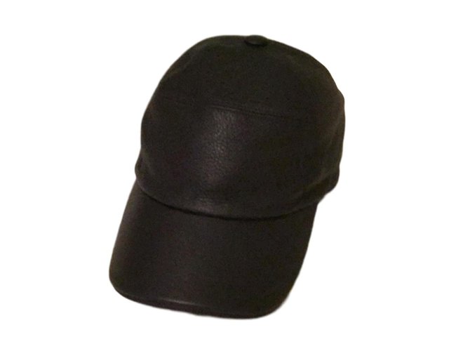 Hermès Sombreros Negro Cuero  ref.56418