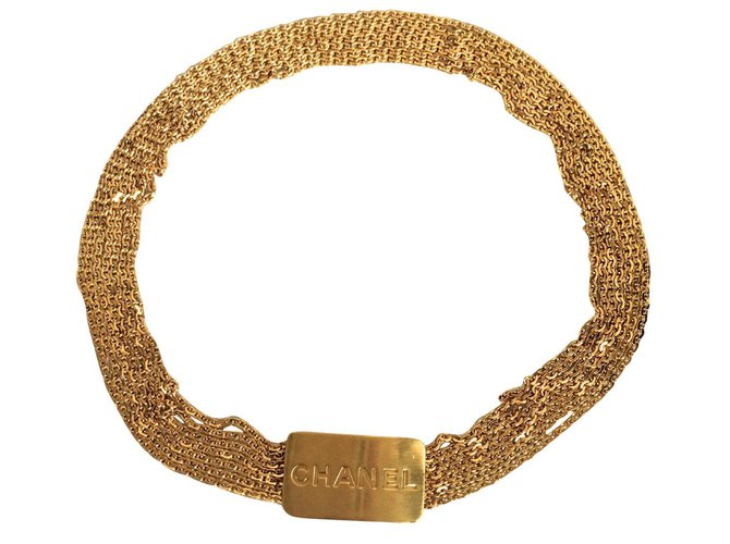 Chanel Cintos Dourado Metal  ref.56424