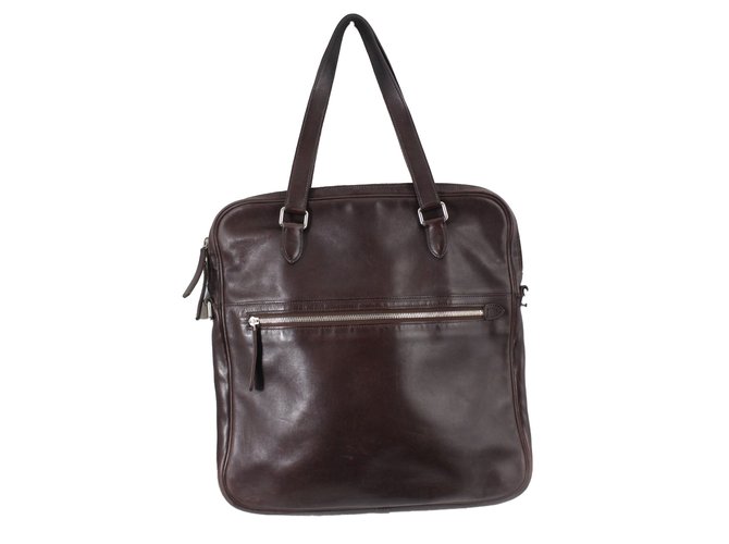 Hermès Bags Briefcases Dark brown Leather  ref.56445