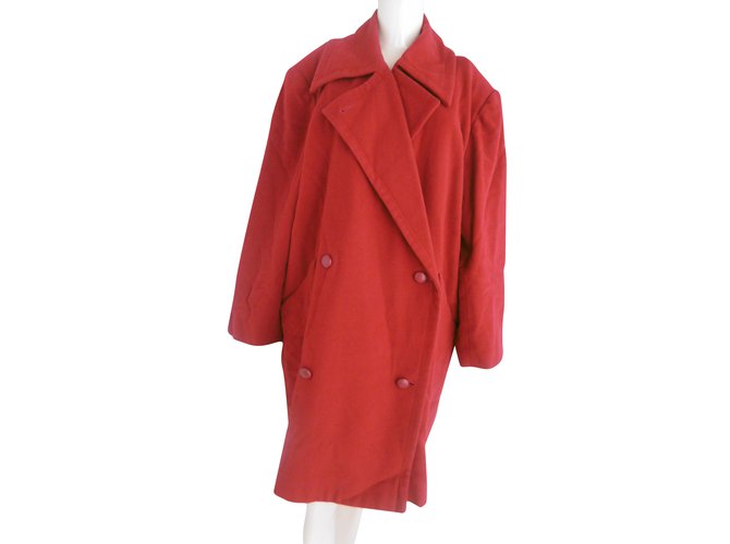 Chloé Chloe forrado com casaco de lã Breasted Vermelho  ref.56499