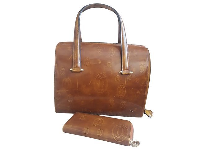 Cartier Handtasche Cognac Lackleder