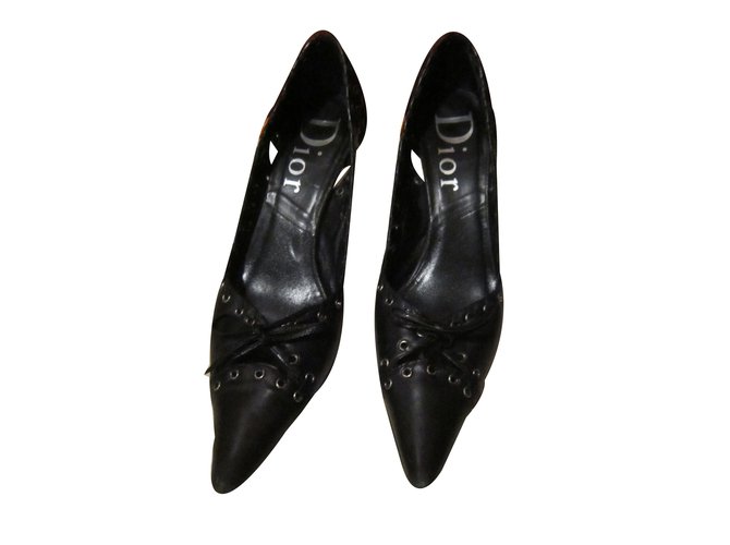 Dior Heels Black Leather  ref.56610