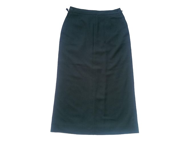 Falda larga Hermès gris lana algodón seda