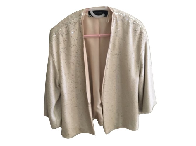Zara Tops Beige Golden Polyester  ref.56654