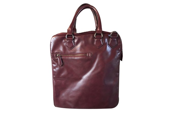 Zara Bags Briefcases Dark red Synthetic  ref.56738
