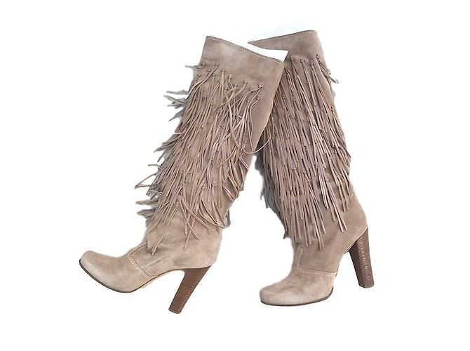 Bottes Casadei en daim beige à franges Taille 39