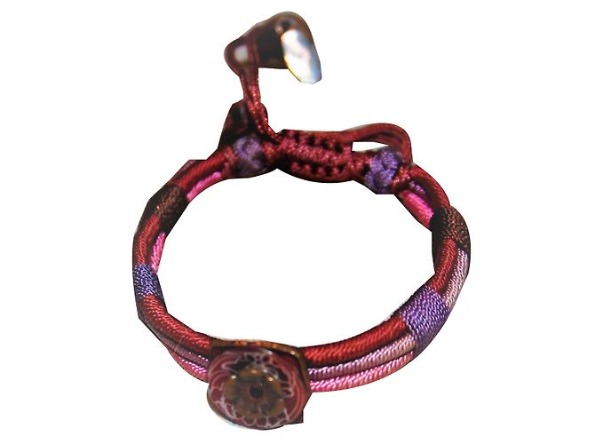 Pulsera Satellite de algodón y resina rojo oscuro Burdeos