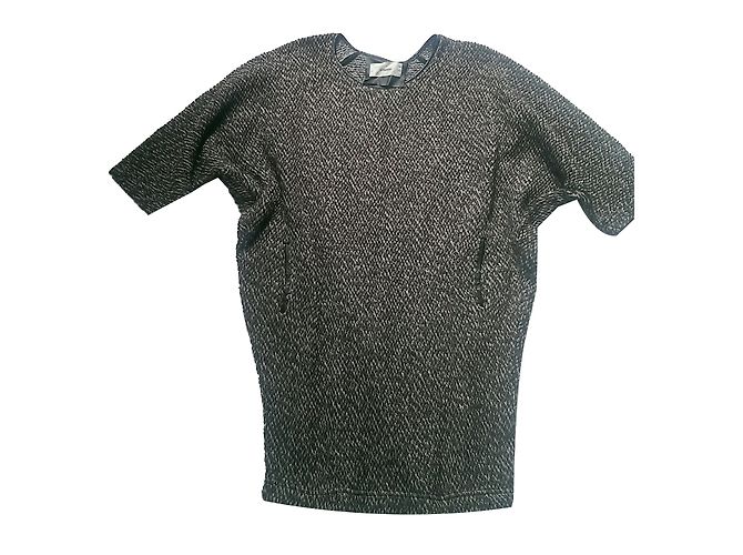 Humanoid Pullover Braun Beige Lederdetails Größe S 