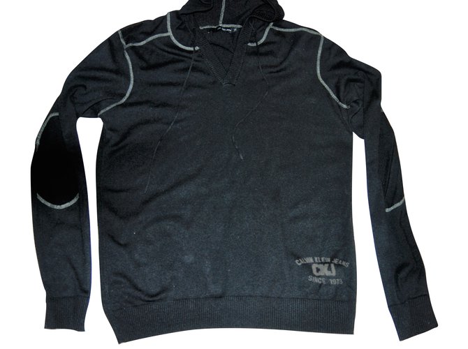 Calvin Klein Sweaters Black Silk Cotton Cashmere  ref.56825