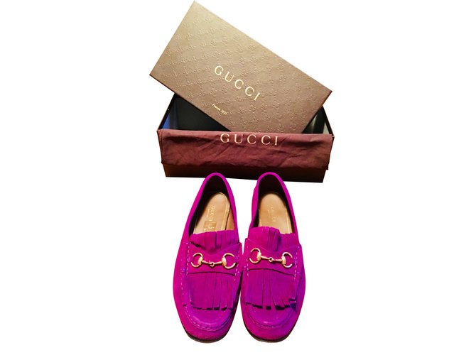 Gucci Flats Purple Deerskin  ref.56852