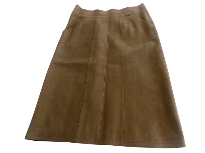 Chanel Beige Suede Lambskin Leather  Skirt  ref.56960