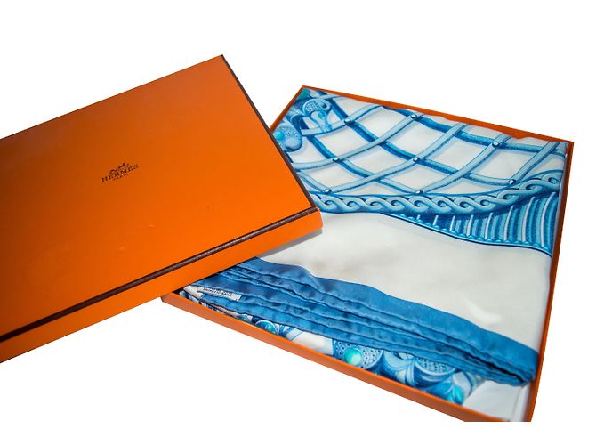 Sciarpa di seta Hermès blu 90 
