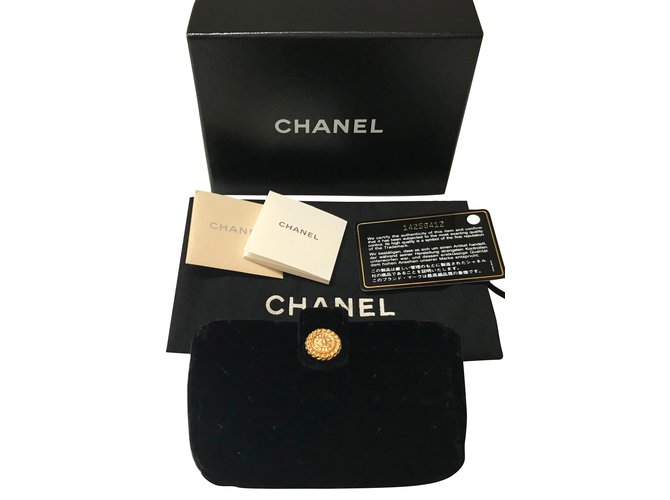Chanel Bolsas, carteiras, casos Preto Veludo  ref.57000