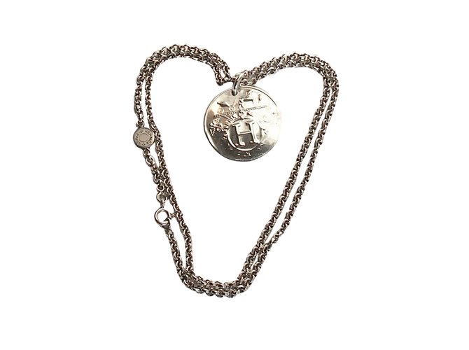 Hermès Collier Ex Libris Argent Argenté
