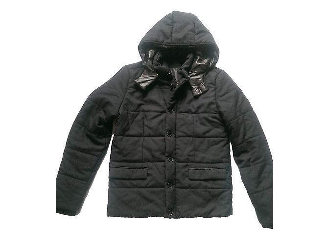 Sandro Parka Coat Blue Wool Polyester
