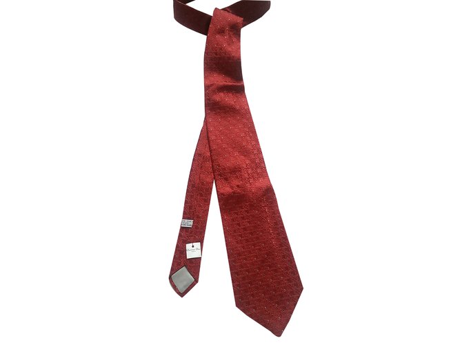 Christian Dior Cravatte Rosso Seta  ref.57028