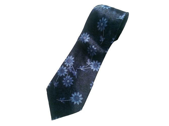 Lanvin Blue Printed Silk Tie